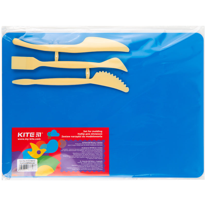 Zestaw do modelowania Kite K17-1140-02 (deseczka 180x250 mm + 3 szpatułki do wyc.), niebieski