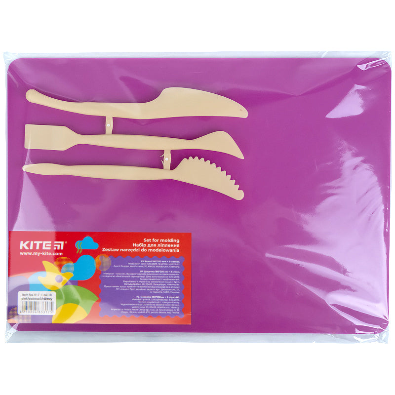 Zestaw do modelowania Kite K17-1140-10 (deseczka 180x250 mm + 3 szpatułki do wyc.), różowy