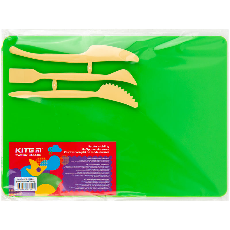 Zestaw do modelowania Kite K17-1140-04 (deseczka 180x250 mm + 3 szpatułki do wyc.), zielony