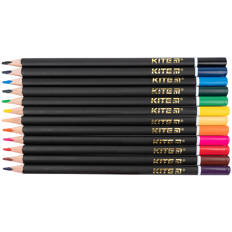 Олівці кольорові тригранні Kite Dogs K22-058-1, 12 кольорів, металевий пенал