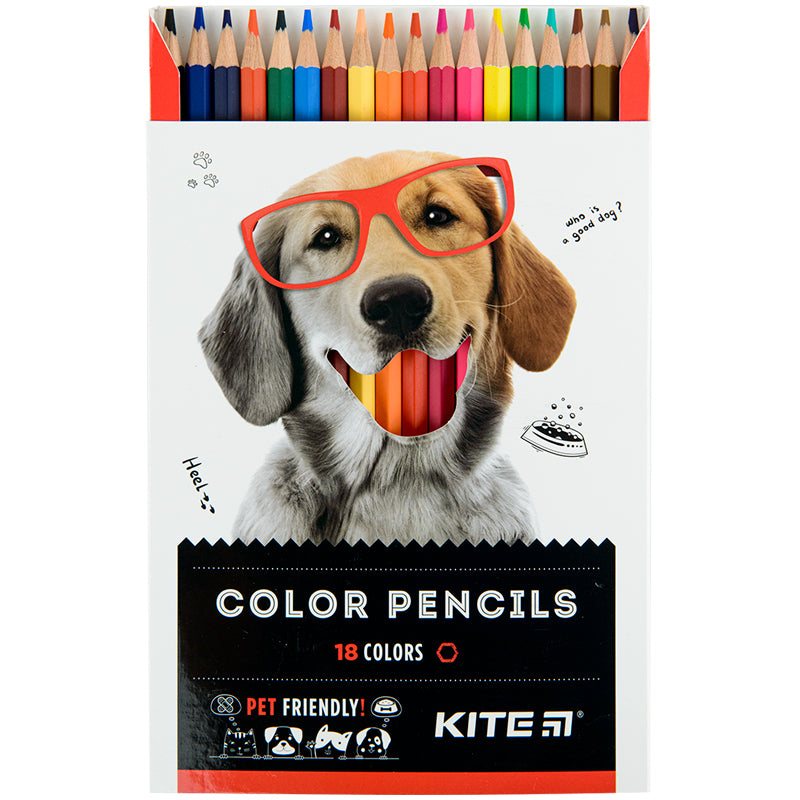 Олівці кольорові Kite Dogs K22-052-1, 18 кольорів