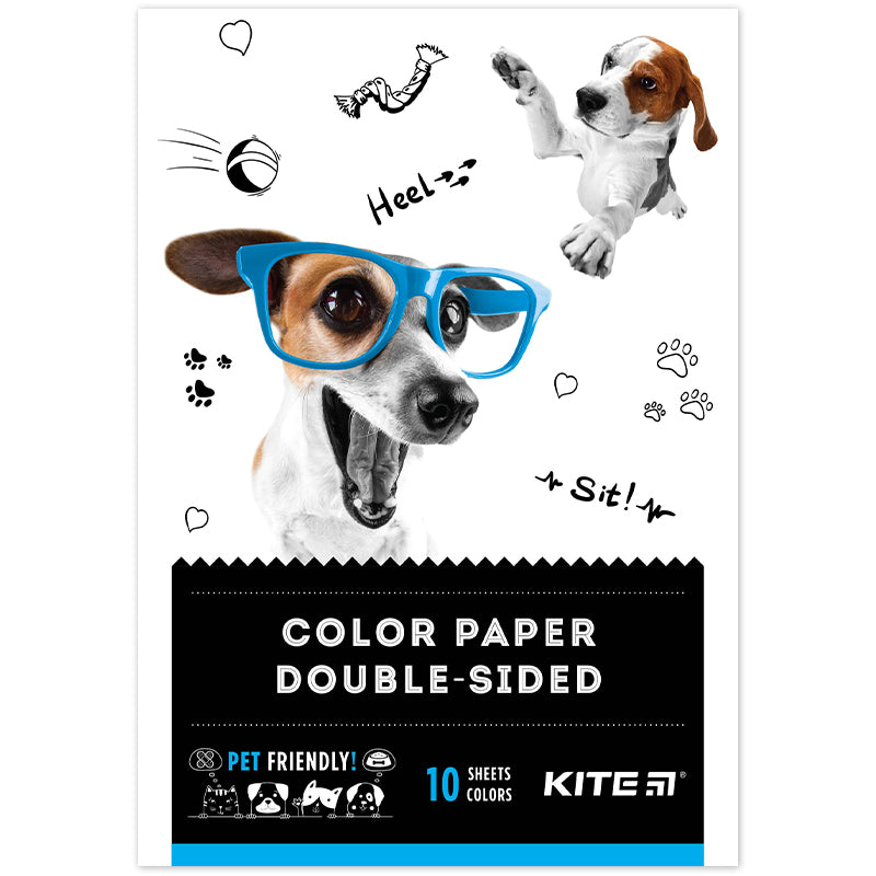 Papier kolorowy dwustronny Kite Dogs K22-293 (10 arkuszy / 10 kolorów), А5