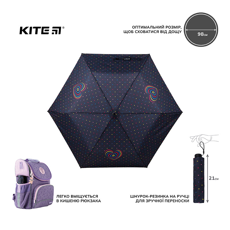 Parasol przeciwdeszczowy Kite Hearts K22-2999-2 dla dzieci