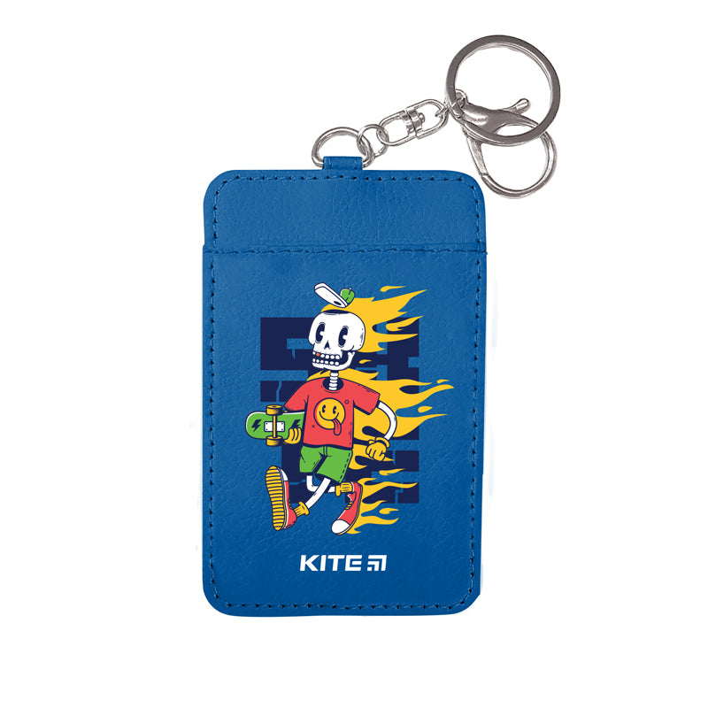 Identyfikator Kite K22-297-01 z karabińczykiem pionowy, niebieski