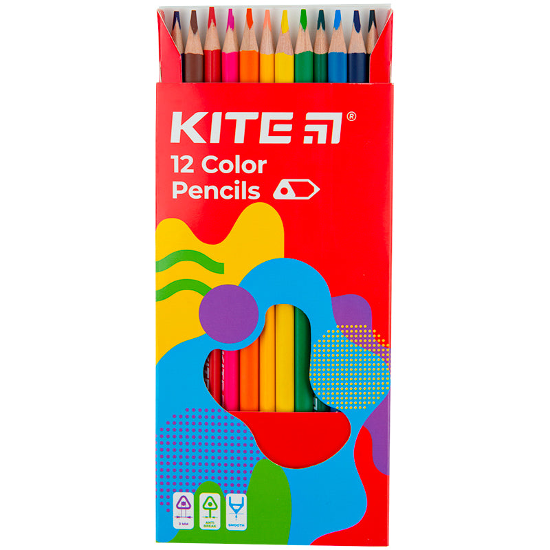 Олівці кольорові тригранні Kite Fantasy K22-053-2, 12 кольорів