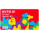 Олівці кольорові тригранні Kite Fantasy K22-058-2, 12 кольорів, металевий пенал Олівці кольорові тригранні Kite Fantasy K22-058-2, 12 кольорів, металевий пенал