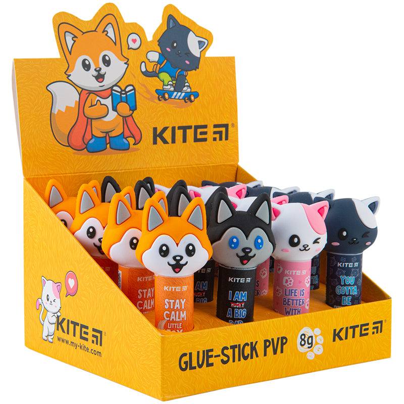 Klej w sztyfcie PVP Kite K23-131, z kapturkiem o niestandardowym kształcie