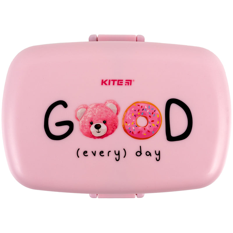 Śniadaniówka z przegródkami i sztućcami Kite K23-180-1, 1150 ml, różowy