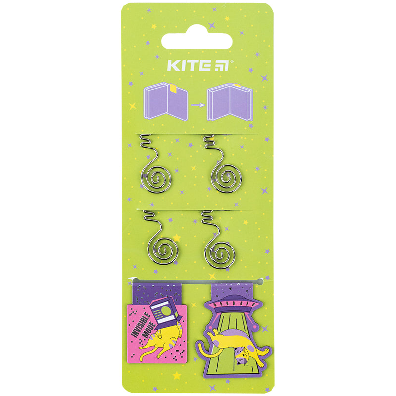Zestaw magnetycznych zakładek z spinaczami Kite Cat K24-495-2