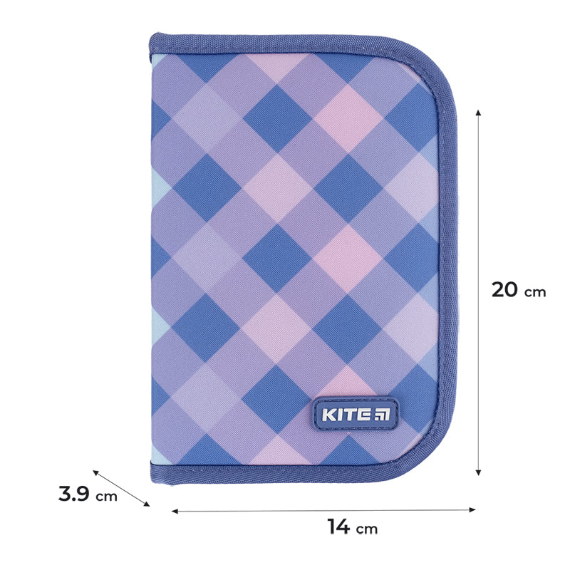 Пенал без наповнення Kite Purple Chequer K24-622-3, 1 відділення, 2 відвороти