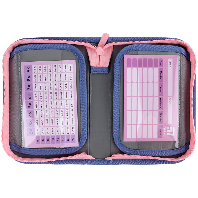 Пенал без наповнення Kite Purple Chequer K24-622-3, 1 відділення, 2 відвороти