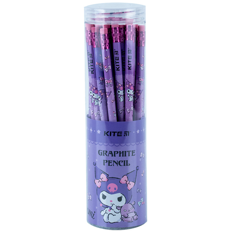 Ołówek grafitowy z gumką Kite Kuromi HK24-056, 36 szt., tuba