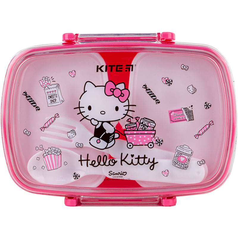 Śniadaniówka z przegródkami i sztućcami Kite Hello Kitty HK24-181-2, 750 ml