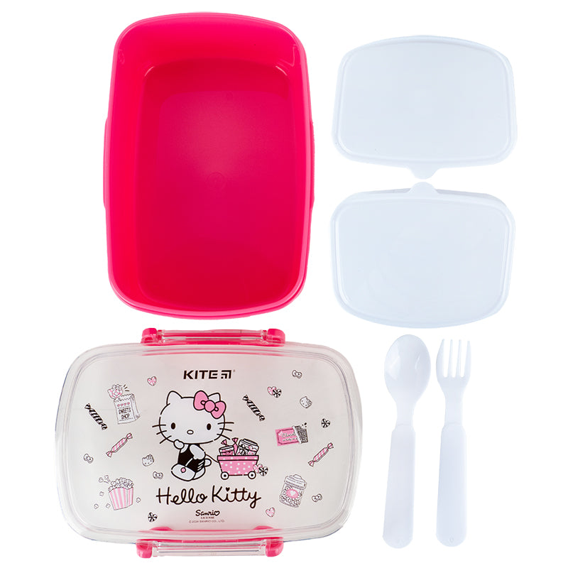 Śniadaniówka z przegródkami i sztućcami Kite Hello Kitty HK24-181-2, 750 ml