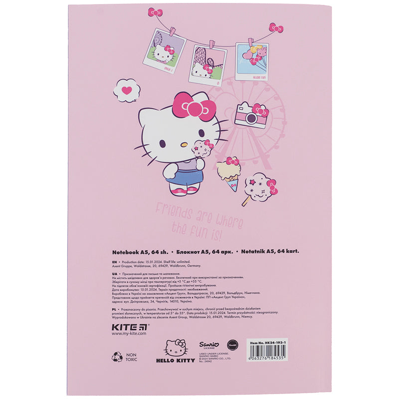 Notatnik Kite Hello Kitty HK24-193-1, А5, 64 kartek, nieliniowany