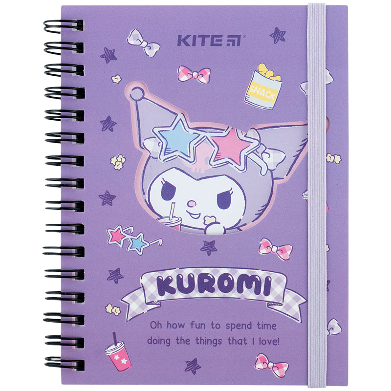 Блокнот на спіралі Kite Kuromi HK24-229, А6, 80 аркушів, клітинка