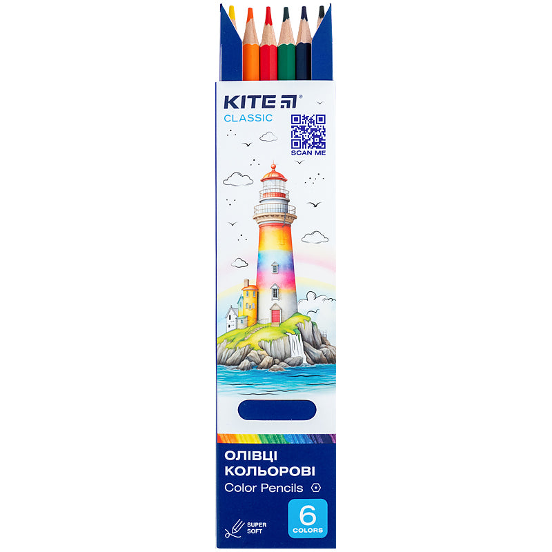 Олівці кольорові Kite Classic K-050, 6 шт.