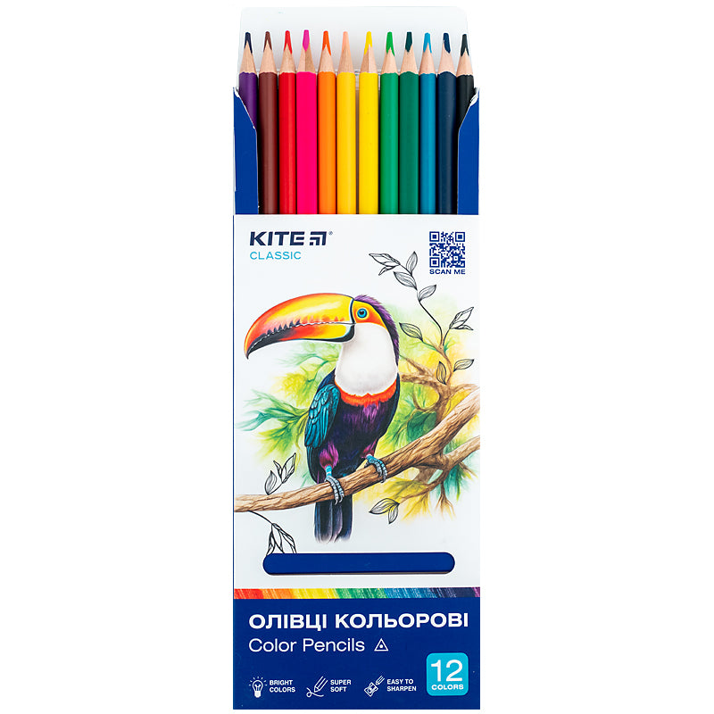 Олівці кольорові тригранні Kite Classic K-053, 12 шт.
