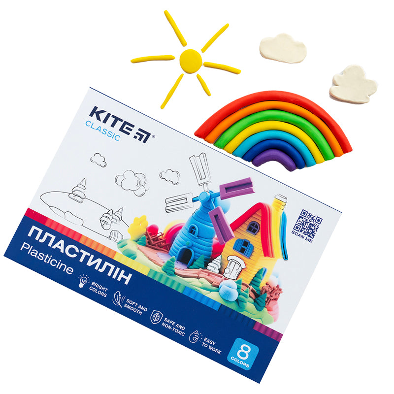 Пластилін Kite Classic K-082, 8 кольорів, 160 г