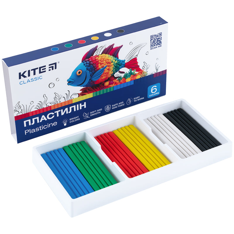 Plastelina Kite Classic K-081, 6 kolorów, 120 g