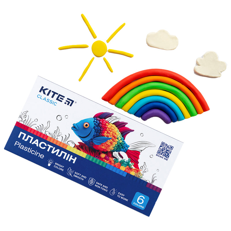 Plastelina Kite Classic K-081, 6 kolorów, 120 g