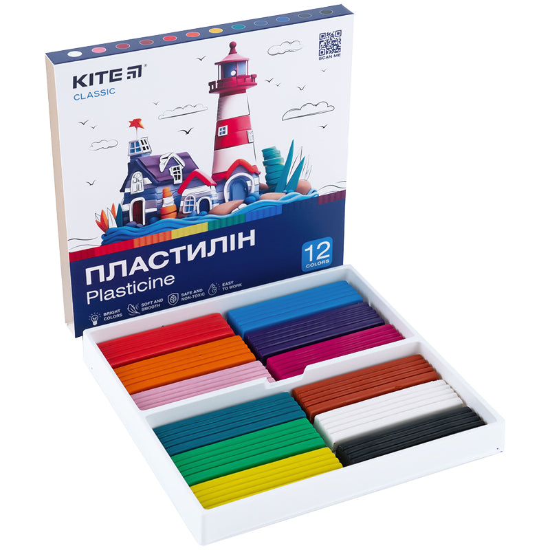 Plastelina Kite Classic K-1086, 12 kolorów, 240 g