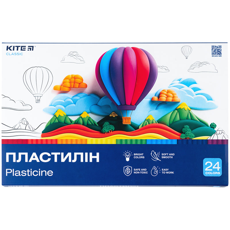 Plastelina Kite Classic K-089, 24 kolory, 480 g