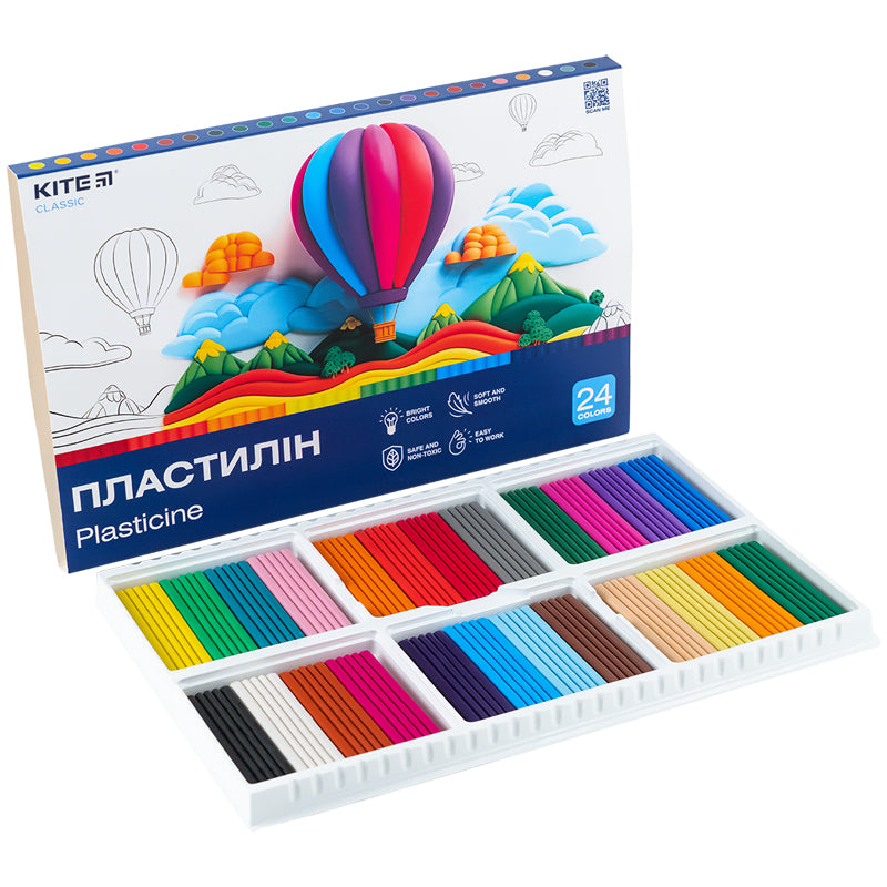 Plastelina Kite Classic K-089, 24 kolory, 480 g