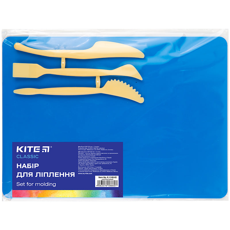 Zestaw do modelowania Kite Classic K-1140-02 (deseczka 180x250 mm + 3 szpatułki do wyc.), niebieski