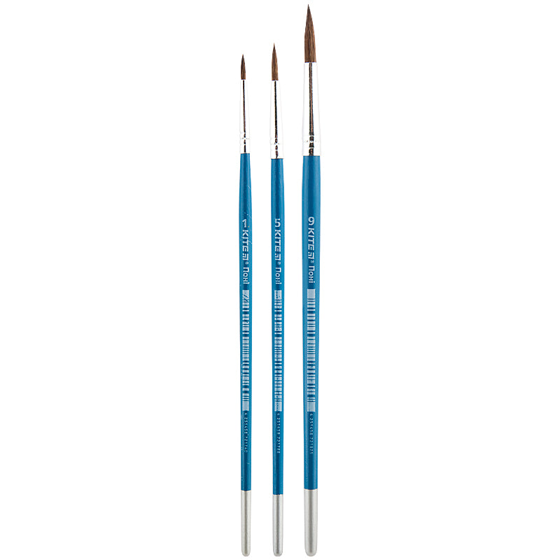 Zestaw 3 pędzli Kite Classic K-341 pony okrągły 1, 5, 9