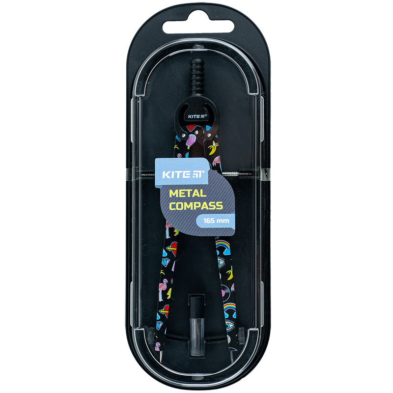 Cyrkiel metalowy+piórnik z zapasowym ołówkiem w kasetce, z nadrukiem Kite K24-415-3, 165 mm