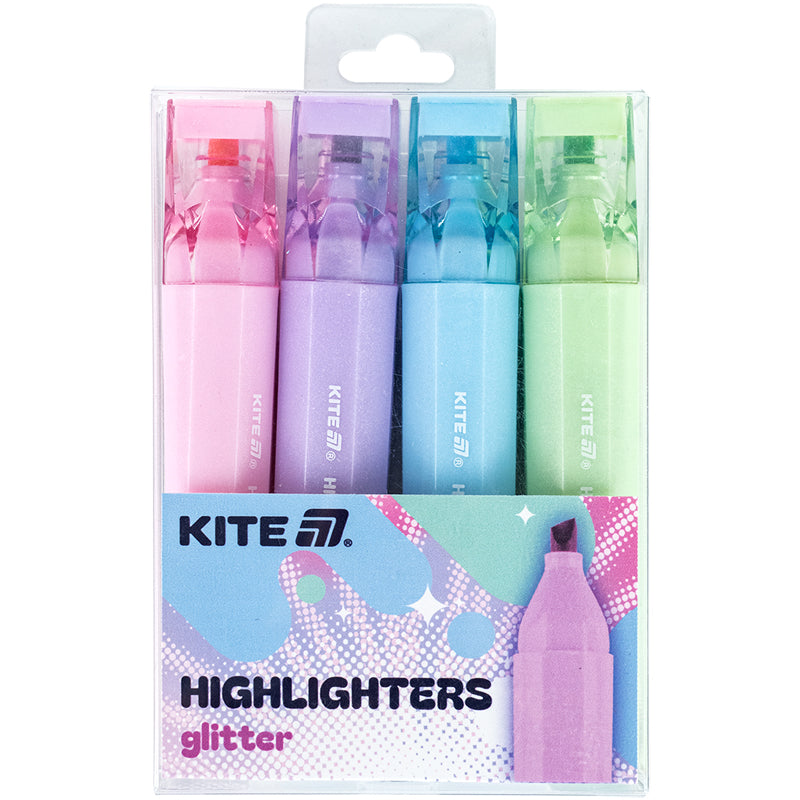 Marker Highlighter Kite Creative Glitter K24-1146-4, zestaw 4 kolorów