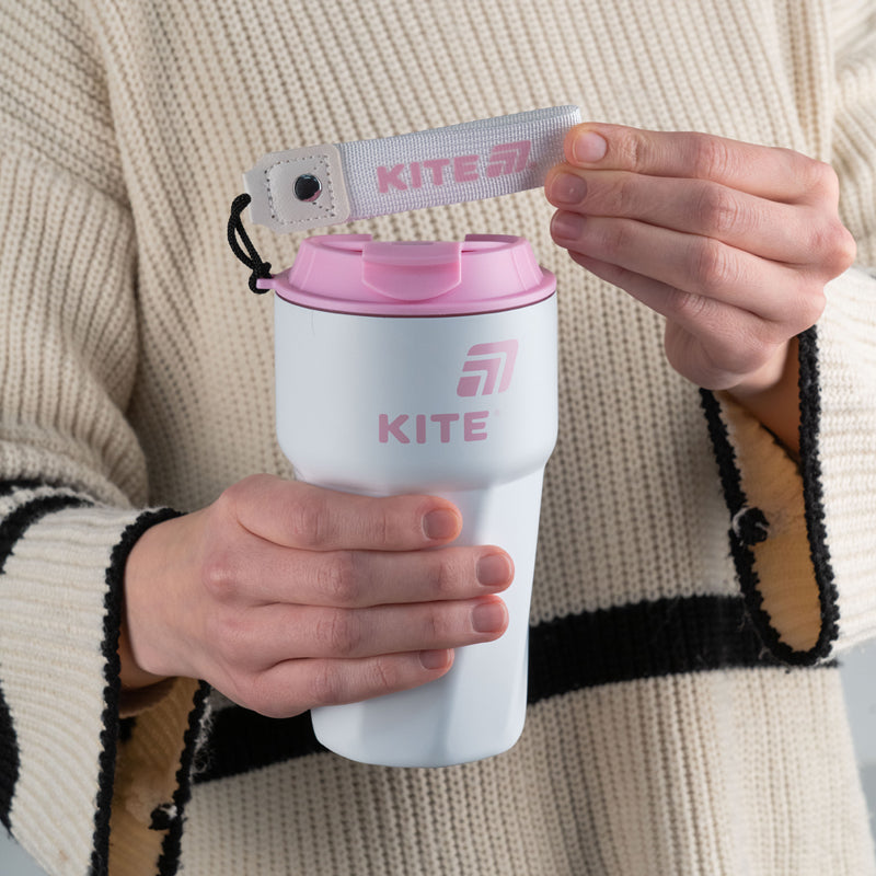 Термокружка Kite K25-1220-3, 450 мл, біло-рожева