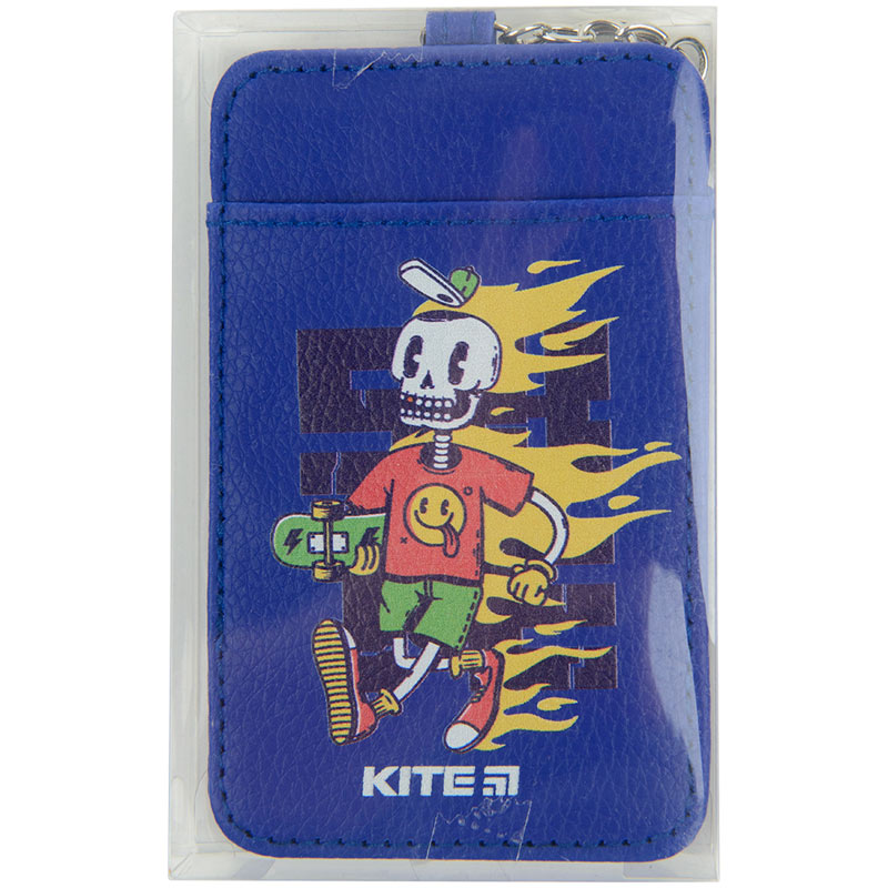 Identyfikator Kite K22-297-01 z karabińczykiem pionowy, niebieski