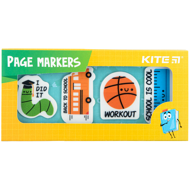 Zakładki indeksujące plastikowe Kite School K22-479-4, 4x20 szt., 35х50 mm