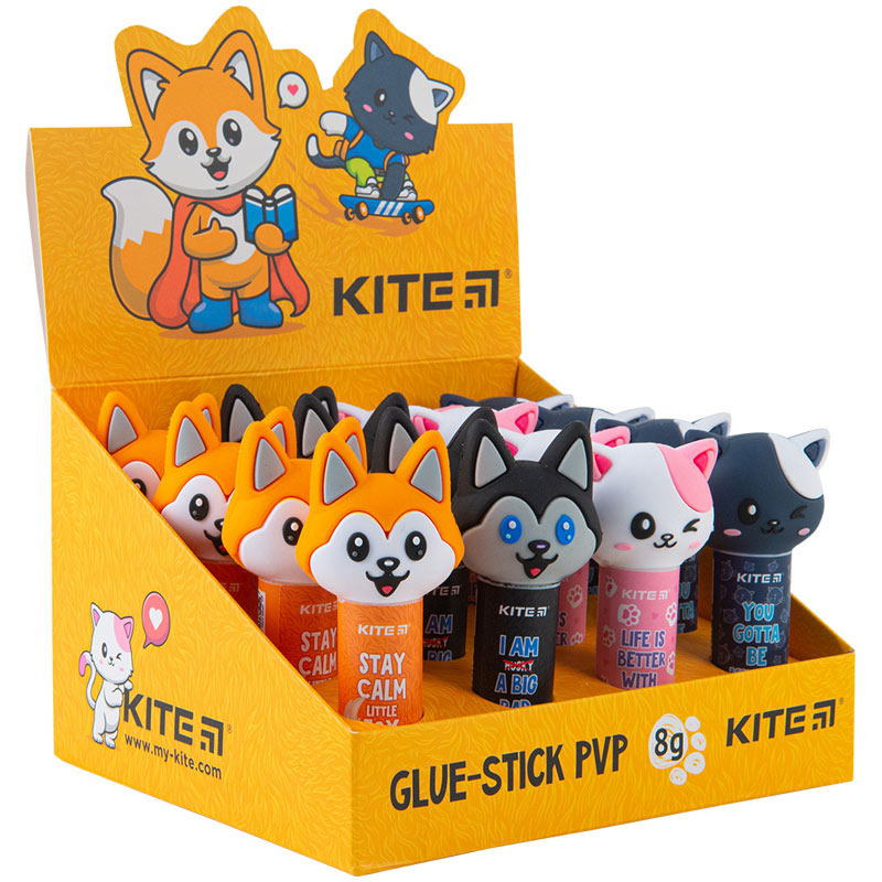 Klej w sztyfcie PVP Kite K23-131, z kapturkiem o niestandardowym kształcie