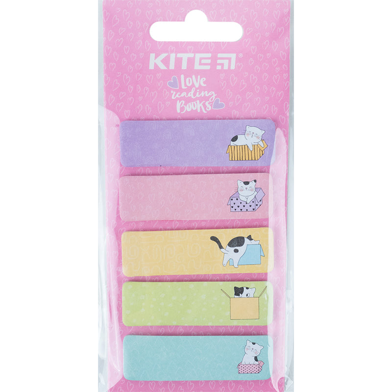 Zakładki indeksujące papierowe we wzorach Kite Cats K23-480-1, 5х15х50mm,100 szt., prostokątne