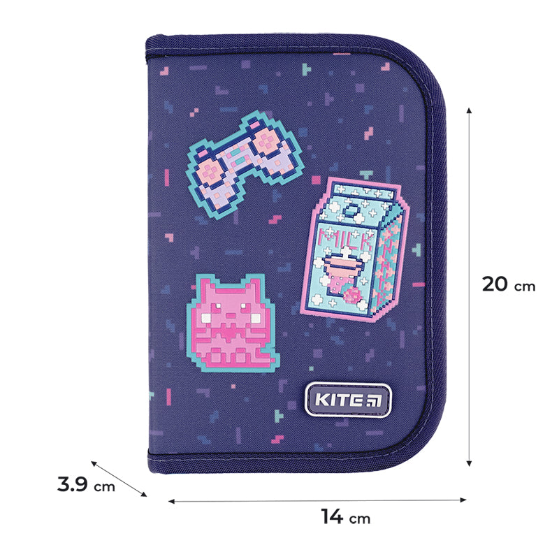 Piórnik Kite Pixel Love K24-622-5, jednokomorowy, 2-klapkowy, bez wyposażenia