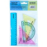 Zestaw geometryczny Kite К17-281: linijka 15 cm, 2 ekierki, kątomierz (różne kolory)