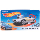 Олівці кольорові тригранні Kite Hot Wheels HW21-058, 12 кольорів, металевий пенал
