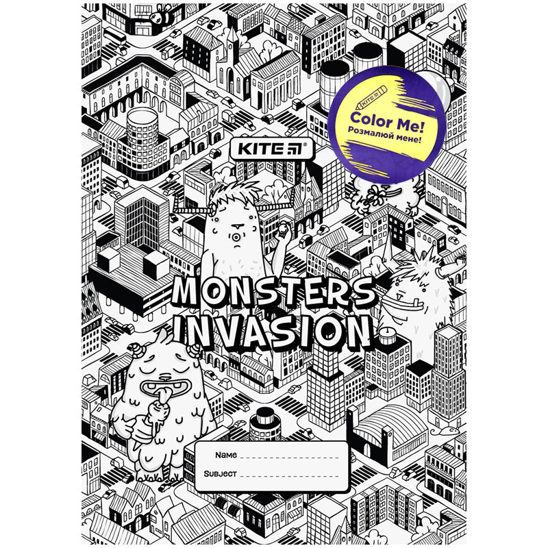 Обкладинка-розмальовка для книжок Kite Invasion K22-310-02, А4+, PVC