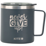Kubek termiczny Kite K22-379-01-1, 400 ml, grafit Never give up