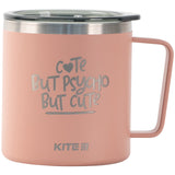 Kubek termiczny Kite K22-379-03-1, 400 ml, puder Cute but phycho