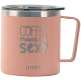 Kubek termiczny Kite K22-379-03-2, 400 ml, puder Coffee makes me sexy
