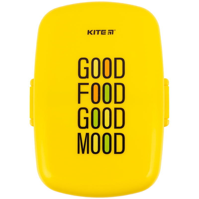 Śniadaniówka z przegródkami i sztućcami Kite K23-180-4, 1150 ml, żółty
