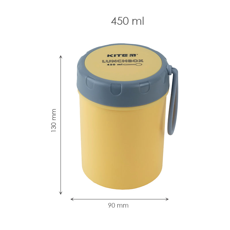 Śniadaniówka okrągła Kite K23-187-1, 450 ml, żółty