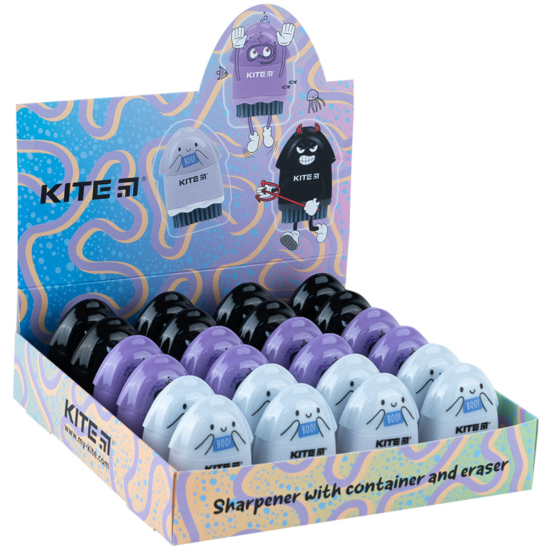 Точилка з контейнером та гумкою Kite Faces K24-365, асорті