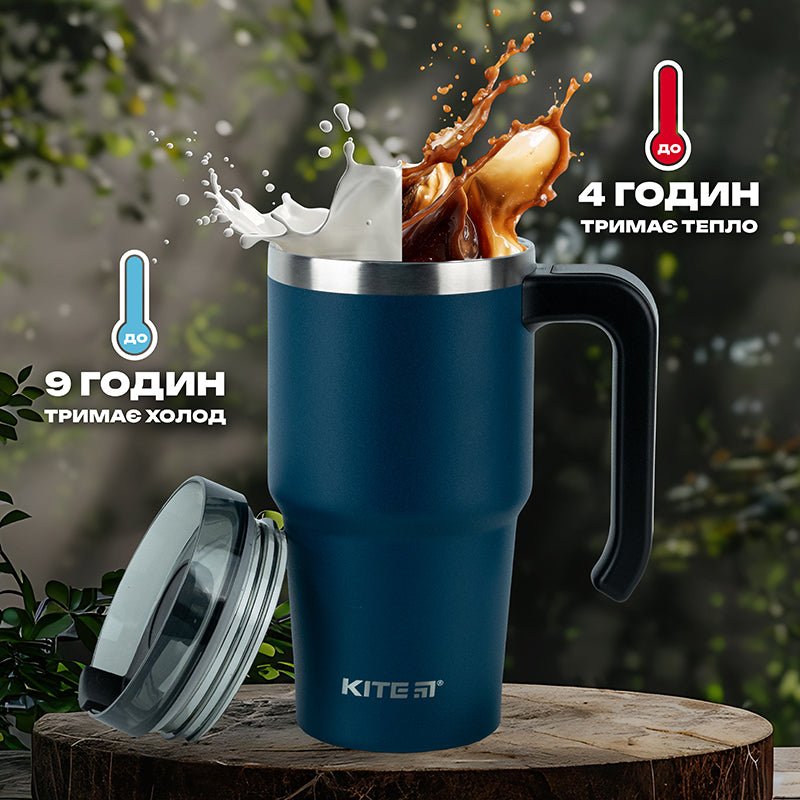 Kubek termiczna z rączką Kite K24-1207-2, 600 ml, szmaragdowy