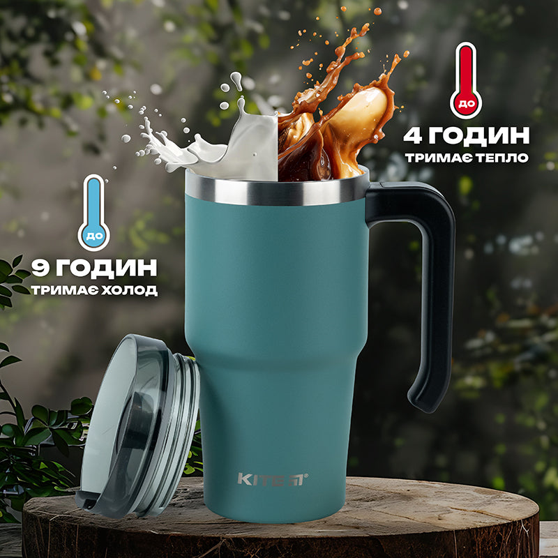 Kubek termiczna z rączką Kite K24-1207-3, 600 ml, zielony