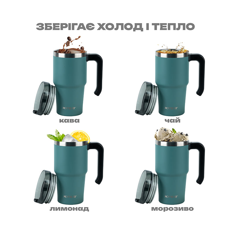 Kubek termiczna z rączką Kite K24-1207-3, 600 ml, zielony